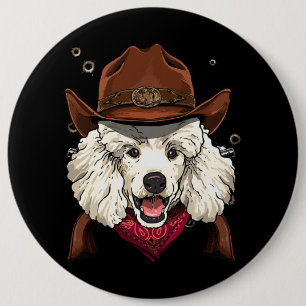 Bóton Redondo 15.24cm Cowboy Poodle Western Rodeo Cowboy Hat e Bandana