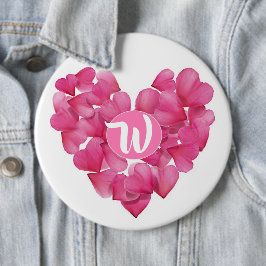 Bóton Redondo 15.24cm Crachá colossal com rosa de pétalas monograma.