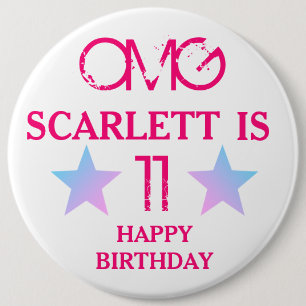 Bóton Redondo 15.24cm Crachá do aniversário de criança - O nome Idade é 
