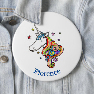 Bóton Redondo 15.24cm Crachá Personalizado do Rainbow Unicorn