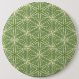 Bóton Redondo 15.24cm Crachá verde do design geométrico da folha da he