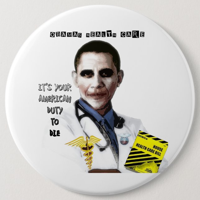BÓTON REDONDO 15.24CM CUIDADOS MÉDICOS DE OBAMA (Frente)