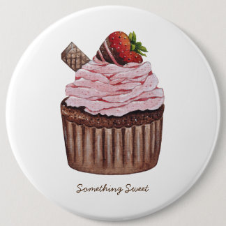 Bóton Redondo 15.24cm Cupcake De Morango Cujo Cama É Em Aquarela