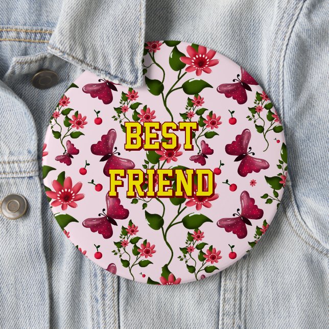 Bóton Redondo 15.24cm Custom and personalized floral Butterfly pattern  (In Situ)