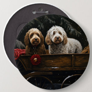 Bóton Redondo 15.24cm Decado de Natal Cockapoo Snowy Sleigh