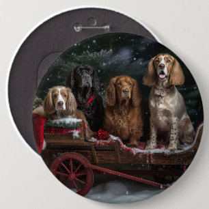 Bóton Redondo 15.24cm Decência de Natal do Cocker Spaniel Snowy Sleigh