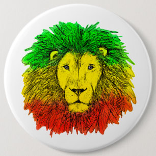 Bóton Redondo 15.24cm Desenho da cabeça de leão Rasta vermelho amarelo v