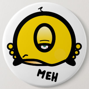 Bóton Redondo 15.24cm Desenho engraçado de um olho “Meh”
