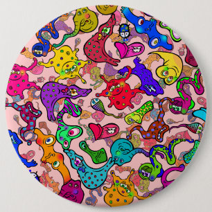 Bóton Redondo 15.24cm Desenhos animados biológicos do Doodle da