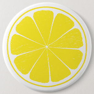 Bóton Redondo 15.24cm Design amarelo brilhante da fatia dos citrinos do