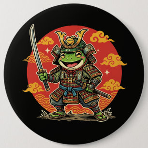 Bóton Redondo 15.24cm Design de Guerreiro Animal Cartoon Samurai Sapo Fo