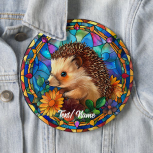 Bóton Redondo 15.24cm Design de Vidro de Mancha Hedgehog