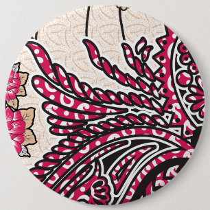 Bóton Redondo 15.24cm Design decorativa com vermelho vívido e alfinete