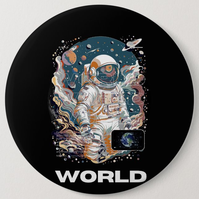 Bóton Redondo 15.24cm Design do Astronauta Mundial (Frente)