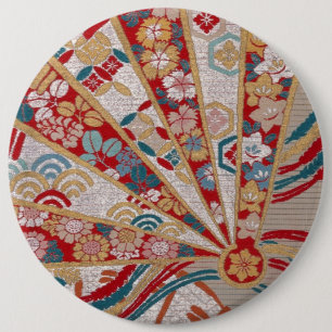 Bóton Redondo 15.24cm Design japonês tradicional do tecido