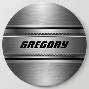 Bóton Redondo 15.24cm Design Monogramas de Faux prata Masculina