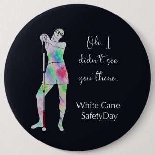 Bóton Redondo 15.24cm Dia branco de segurança da cana, garota cega deson