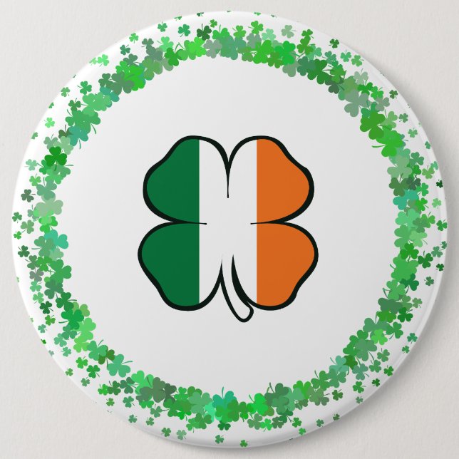 Bóton Redondo 15.24cm Dia de Clover Saint Patrick, Irlanda (Frente)