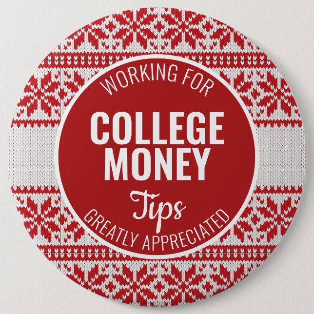 Bóton Redondo 15.24cm Dicas de Suéter de Natal Apreciadas | Dinheiro Col (Frente)