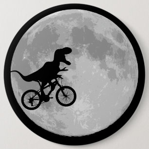 Bóton Redondo 15.24cm Dinossauro em bicicleta no céu com lua