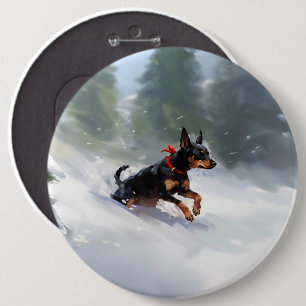 Bóton Redondo 15.24cm Doberman Pinscher Inverno de Natal