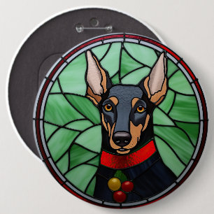 Bóton Redondo 15.24cm Doberman Pinscher - Vidro De Vidro