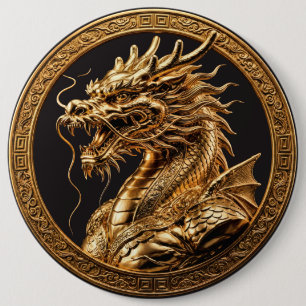 Bóton Redondo 15.24cm Dragão do Zodíaco Chinês Edição Dourada