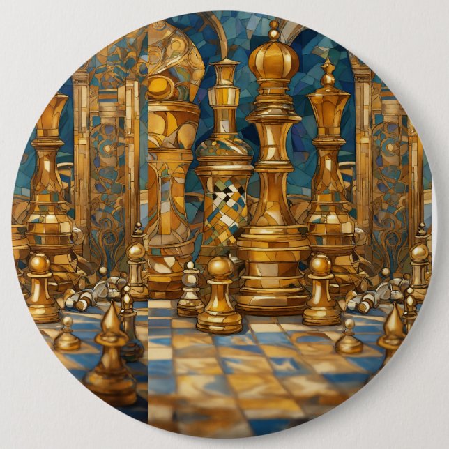 Bóton Redondo 15.24cm Dreamy Chess-Themed Design (Frente)