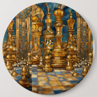 Bóton Redondo 15.24cm Dreamy Chess-Themed Design