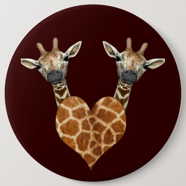 Bóton Redondo 15.24cm Duas girafas adoráveis (Frente)
