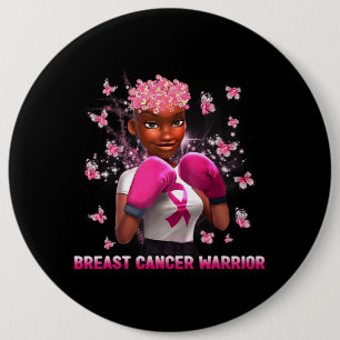 Bóton Redondo 15.24cm Em outubro, Vestimos Cancer de mama preto-rosa