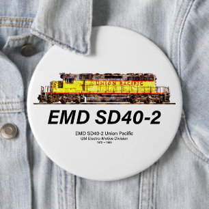 Bóton Redondo 15.24cm EMD SD40-2 Locomotiva Diesel. União do Pacífico