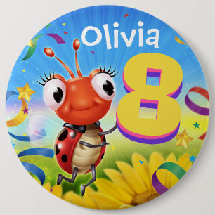 Bóton Redondo 15.24cm escala pequena do joaninha do crachá feito sob