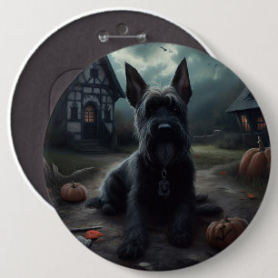 Bóton Redondo 15.24cm Escocês Terrier Pumpkins Halloween Scary