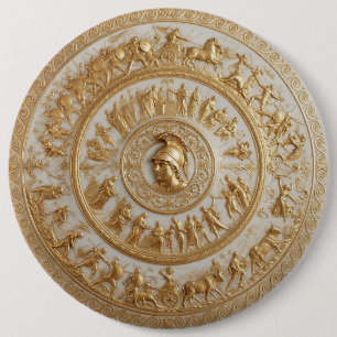Bóton Redondo 15.24cm Escudo de Aquiles em Porcelana Estilo Antigo