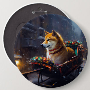 Bóton Redondo 15.24cm Estação Festiva de Natal Shiba Inu