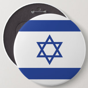 Bóton Redondo 15.24cm Estado de Israel Bandeira, Estrela do Judaísmo Dav
