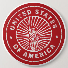 Bóton Redondo 15.24cm Estados Unidos da América Retro Branco Vermelho