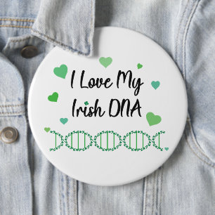 Bóton Redondo 15.24cm Eu Amo Meu Botão de Trevo de DNA Irlandês