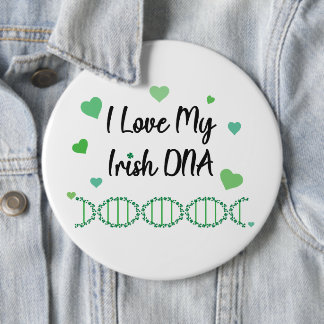 Bóton Redondo 15.24cm Eu Amo Meu Botão de Trevo de DNA Irlandês