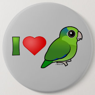 Bóton Redondo 15.24cm Eu amo Parrotlets pacífico (o verde)
