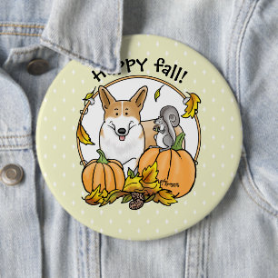 Bóton Redondo 15.24cm Fall Pembroke Welsh Corgi (vermelho 1) Pumpkins Cu
