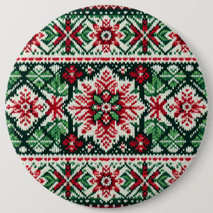 Bóton Redondo 15.24cm Feira de Natal/Inverno vermelha e verde