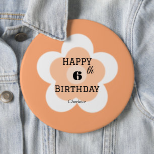 Bóton Redondo 15.24cm Feliz 10.º aniversário Pêté de flor de laranja-aca