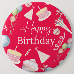 Bóton Redondo 15.24cm Feliz aniversário