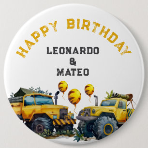 Bóton Redondo 15.24cm Feliz Aniversário dos Rapazes do Monstro Amarelo