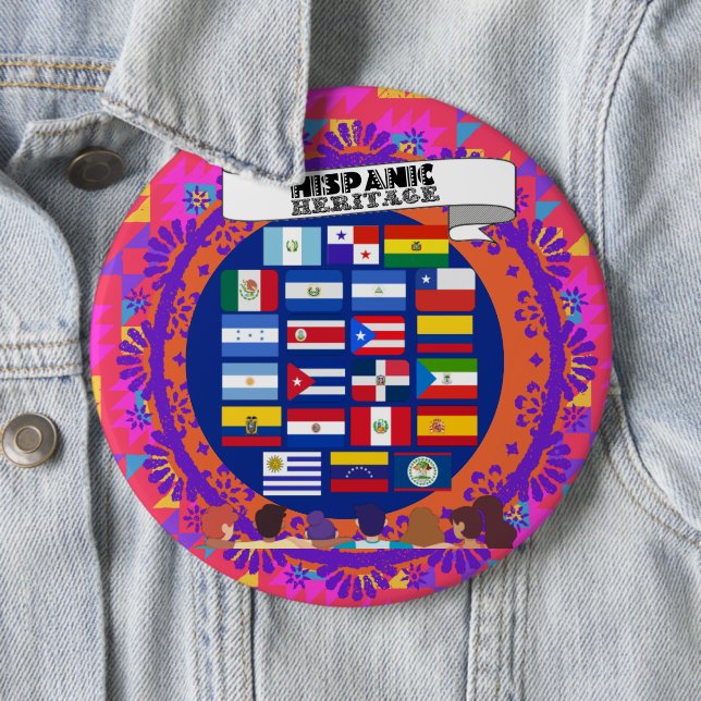 Bóton Redondo 15.24cm Feliz Escola do Mês do Patrimônio Nacional Hispâni (In Situ)