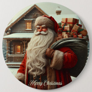 Bóton Redondo 15.24cm Feliz Papais noeis de Natal