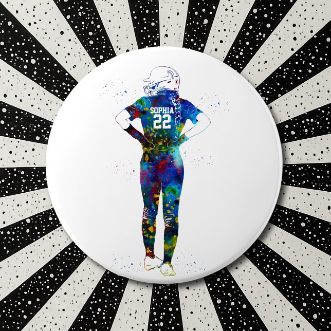 Bóton Redondo 15.24cm Female Softball Player (Criador carregado)