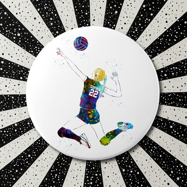 Bóton Redondo 15.24cm Female Volleyball Player (Criador carregado)